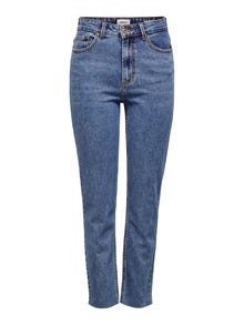 ONLY ONLEMILY Høy midje Straight Fit Jeans -Dark Blue Denim - 15171549