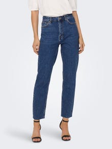 ONLY Gerade geschnitten Hohe Taille Jeans -Dark Blue Denim - 15171549