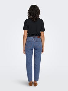 ONLY ONLEMILY Høy midje Straight Fit Jeans -Dark Blue Denim - 15171549