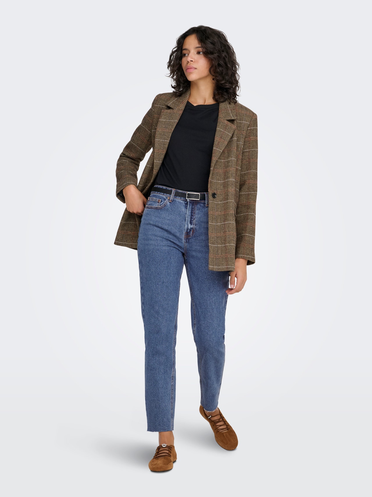 ONLY ONLEMILY Høy midje Straight Fit Jeans -Dark Blue Denim - 15171549