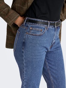 ONLY ONLEMILY Høy midje Straight Fit Jeans -Dark Blue Denim - 15171549