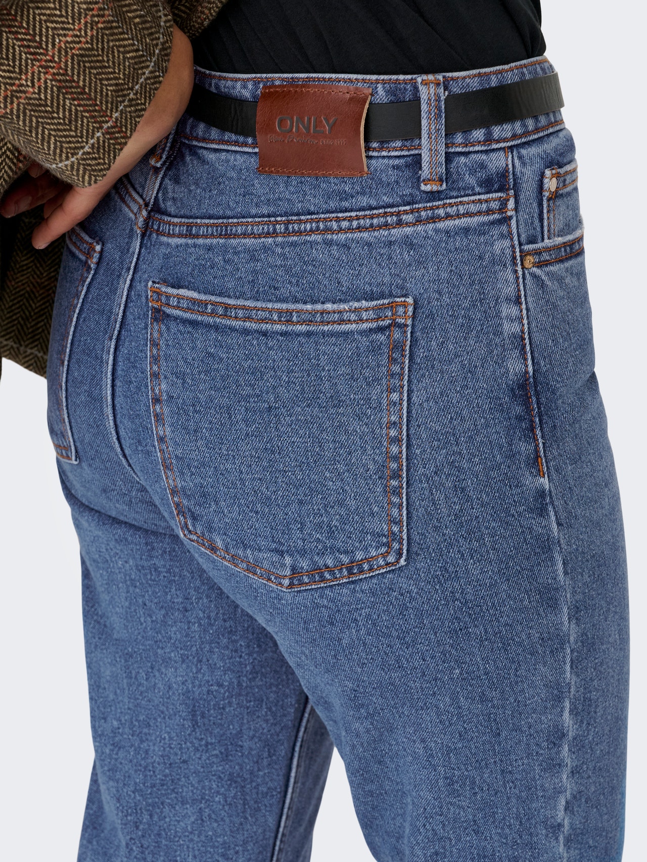 ONLY ONLEMILY Høy midje Straight Fit Jeans -Dark Blue Denim - 15171549