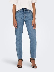 ONLY Straight Fit High waist Jeans -Light Blue Denim - 15171550