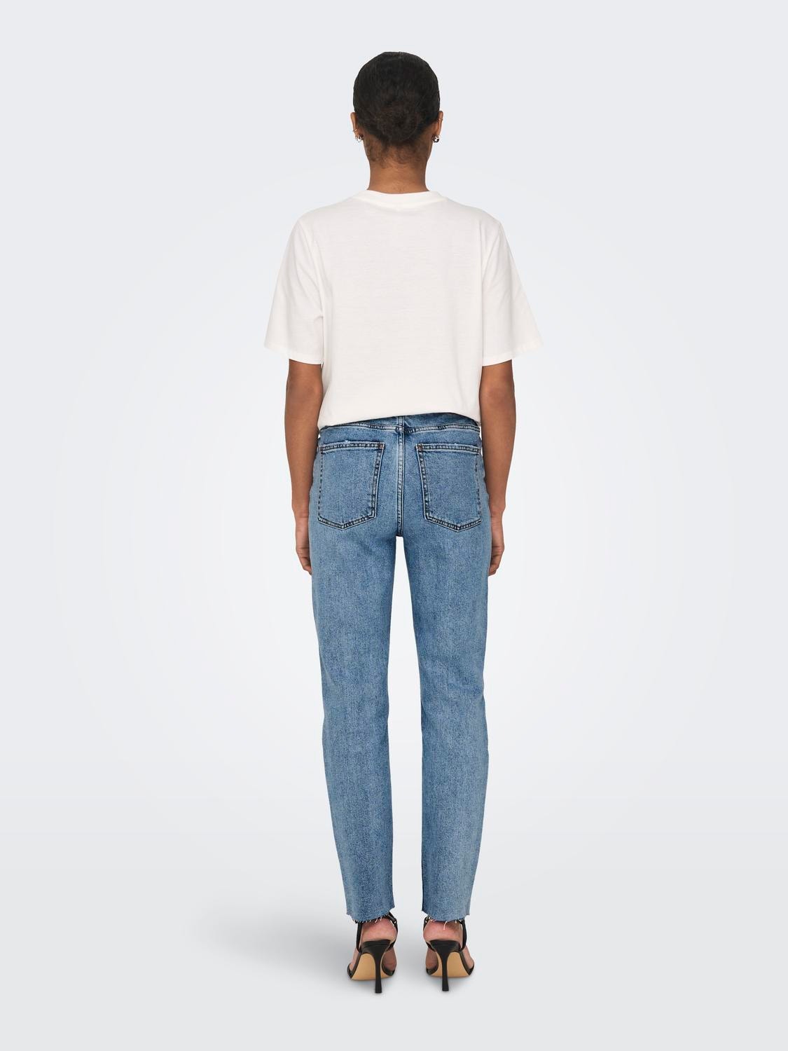 ONLY Blue High Waist Cropped Straight Jeans