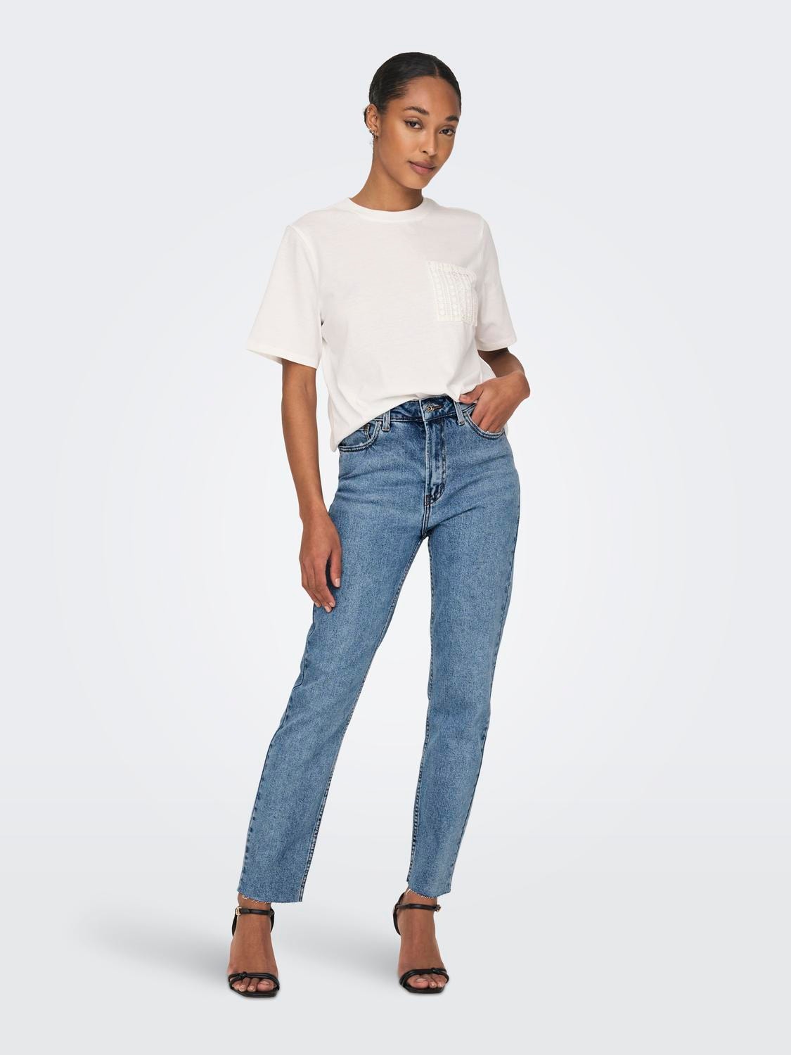 ONLY ONLEMILY High Waist Straight Cropped Ankle Jeans -Light Blue Denim - 15171550