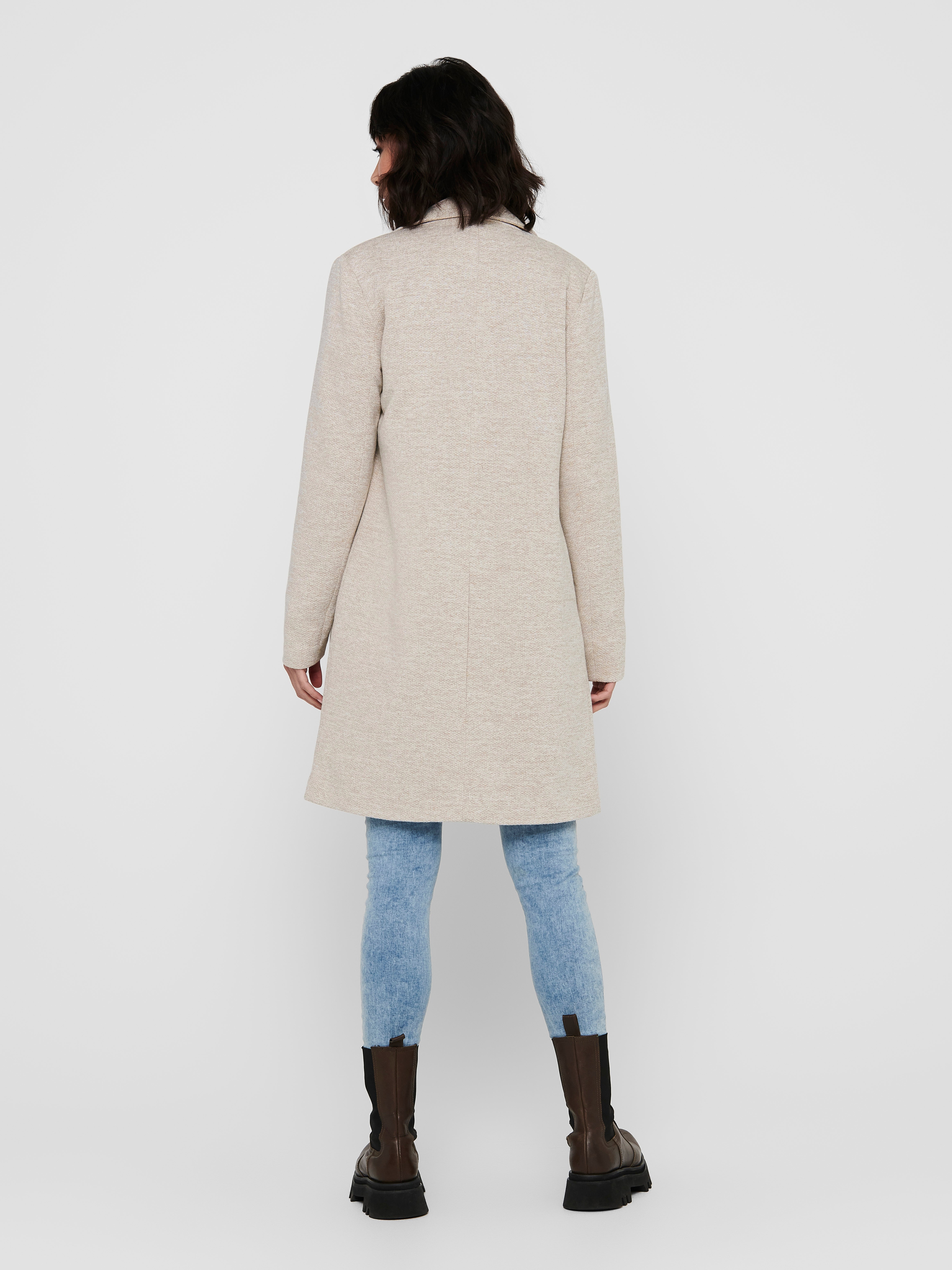 Manteau Long ONLY ONLCARRIE – Col à Revers, Boutons, Poches Latérales, Doublure Polyester