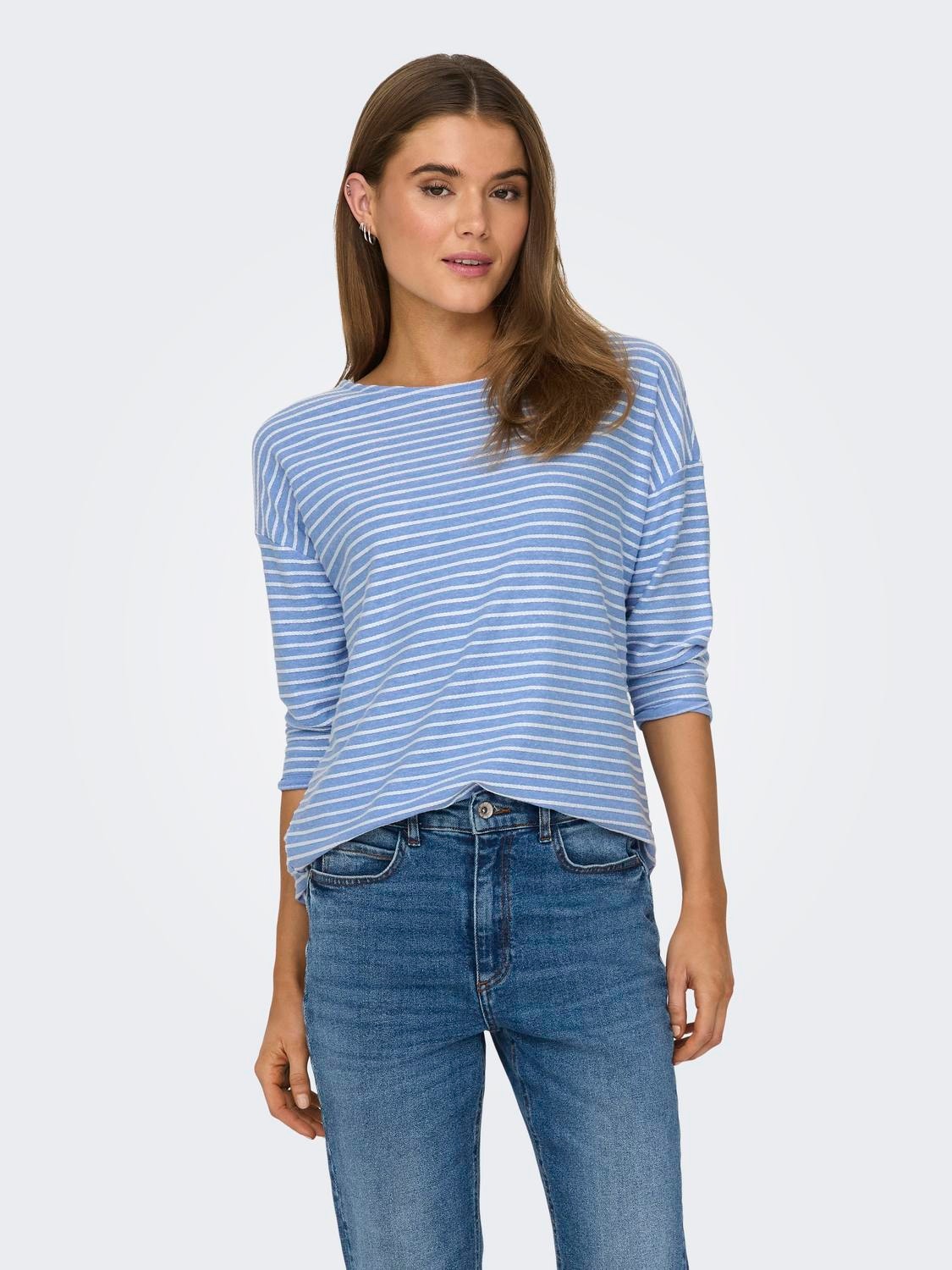 ONLY Regular Fit Boat neck Dropped shoulders Top -Provence - 15173186
