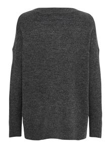 ONLY Normal geschnitten Rundhals Lange Bündchen Tief angesetzte Schulter Pullover -Dark Grey Melange - 15173800