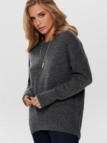 ONLY O-neck knitted pullover -Dark Grey Melange - 15173800
