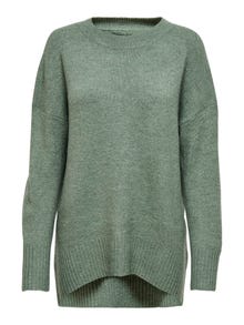 ONLY Regular Fit Round Neck High cuffs Dropped shoulders Pullover -Balsam Green - 15173800