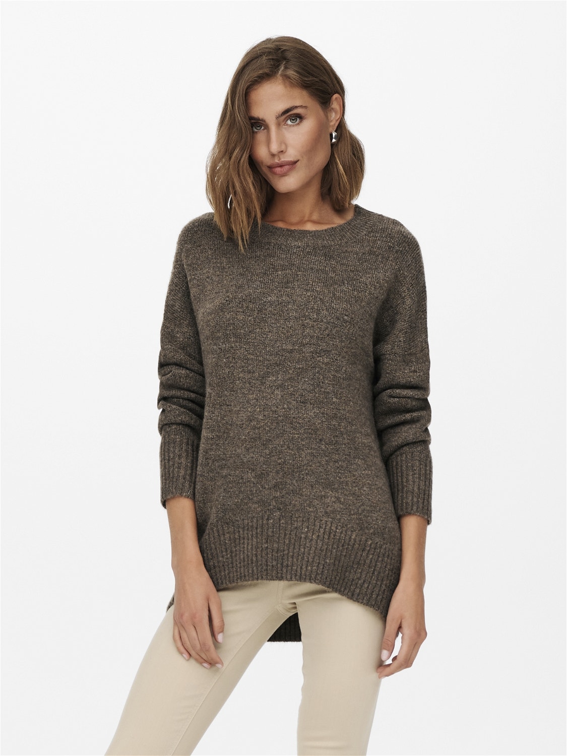 ONLY O-neck knitted pullover -Major Brown - 15173800