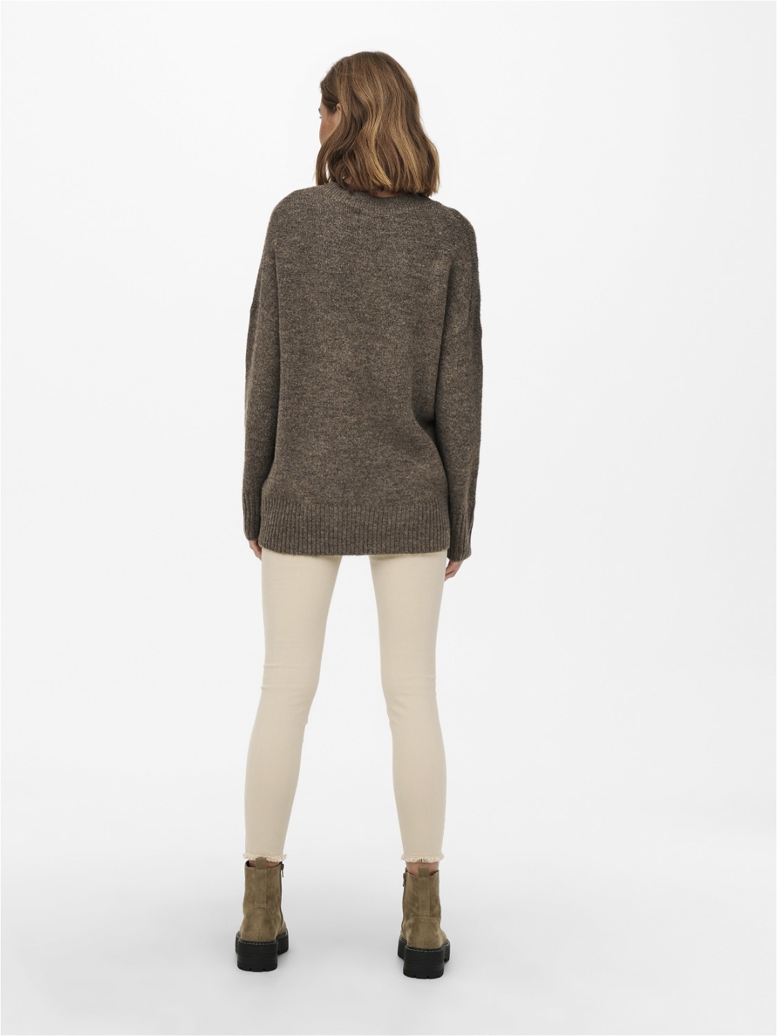 ONLY Regular Fit Round Neck High cuffs Dropped shoulders Pullover -Major Brown - 15173800