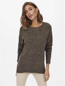 ONLY Regular Fit Round Neck High cuffs Dropped shoulders Pullover -Major Brown - 15173800