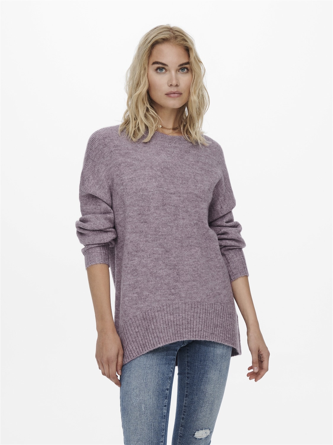 ONLY O-neck knitted pullover -Purple Ash - 15173800