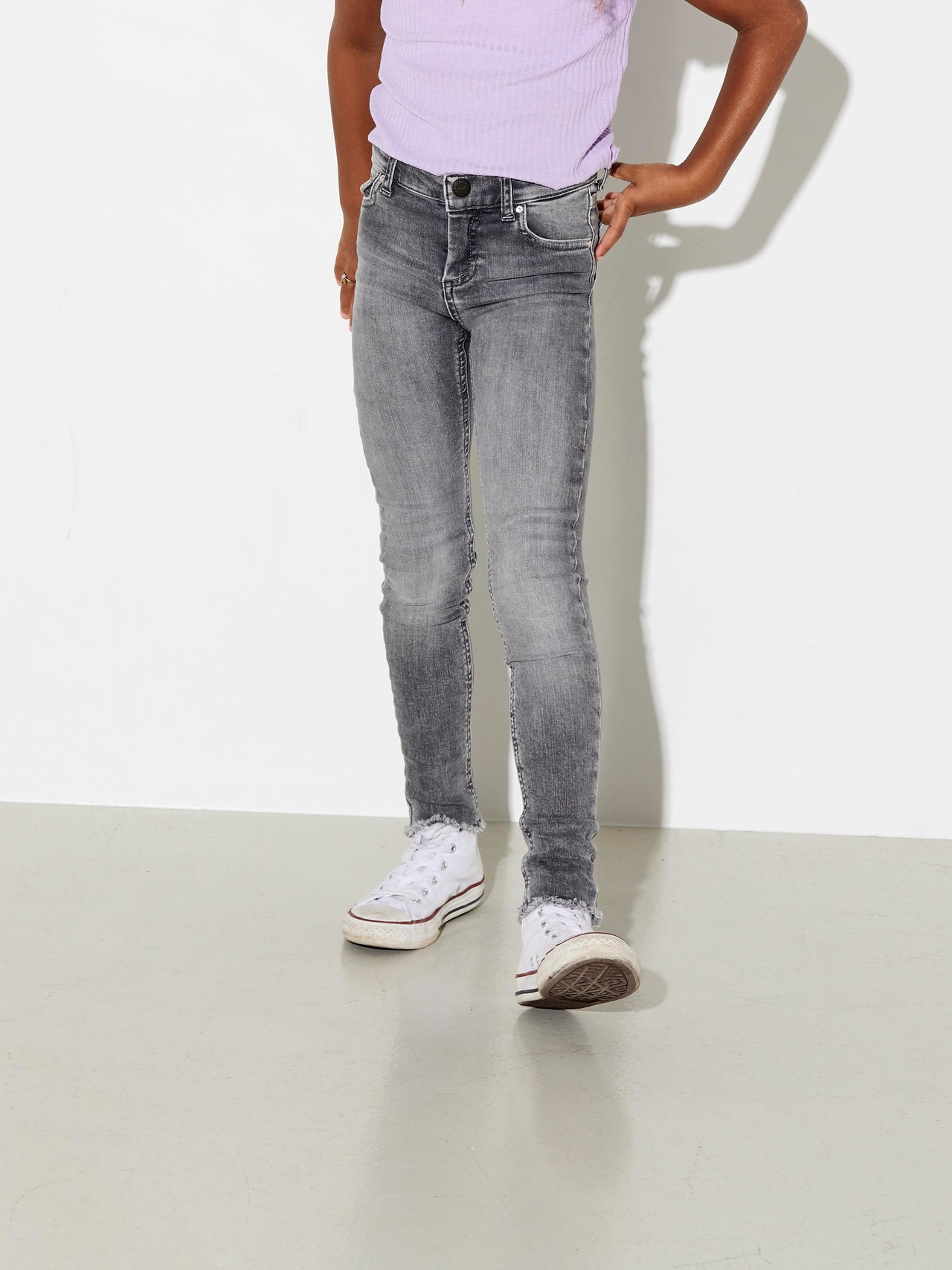 Skinny Fit Raw hems Jeans, Medium Grey
