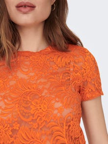 ONLY Cropped lace Short Sleeved Top -Orange Peel - 15173872