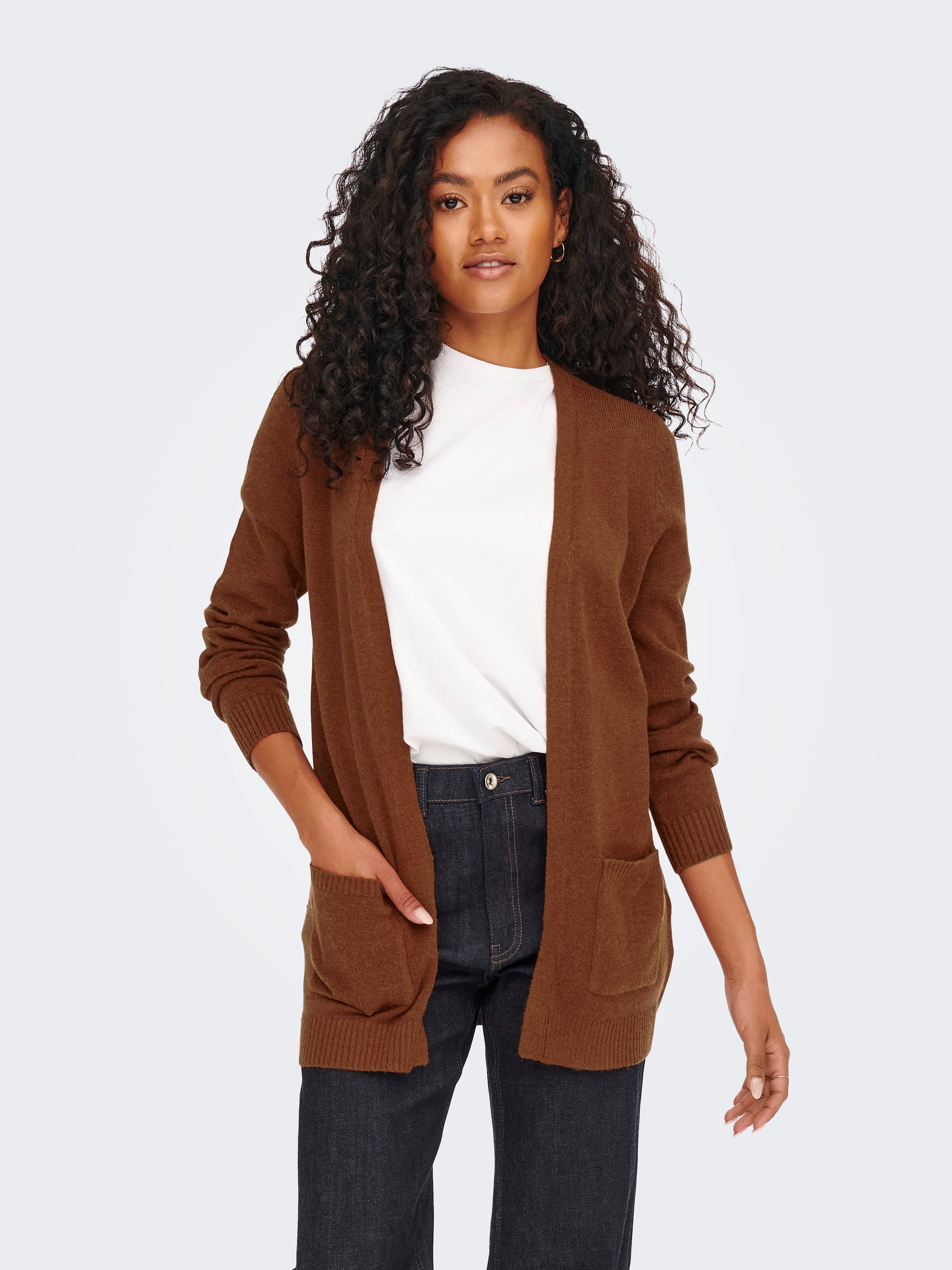 Open Knitted Cardigan | Dark Brown | ONLY®