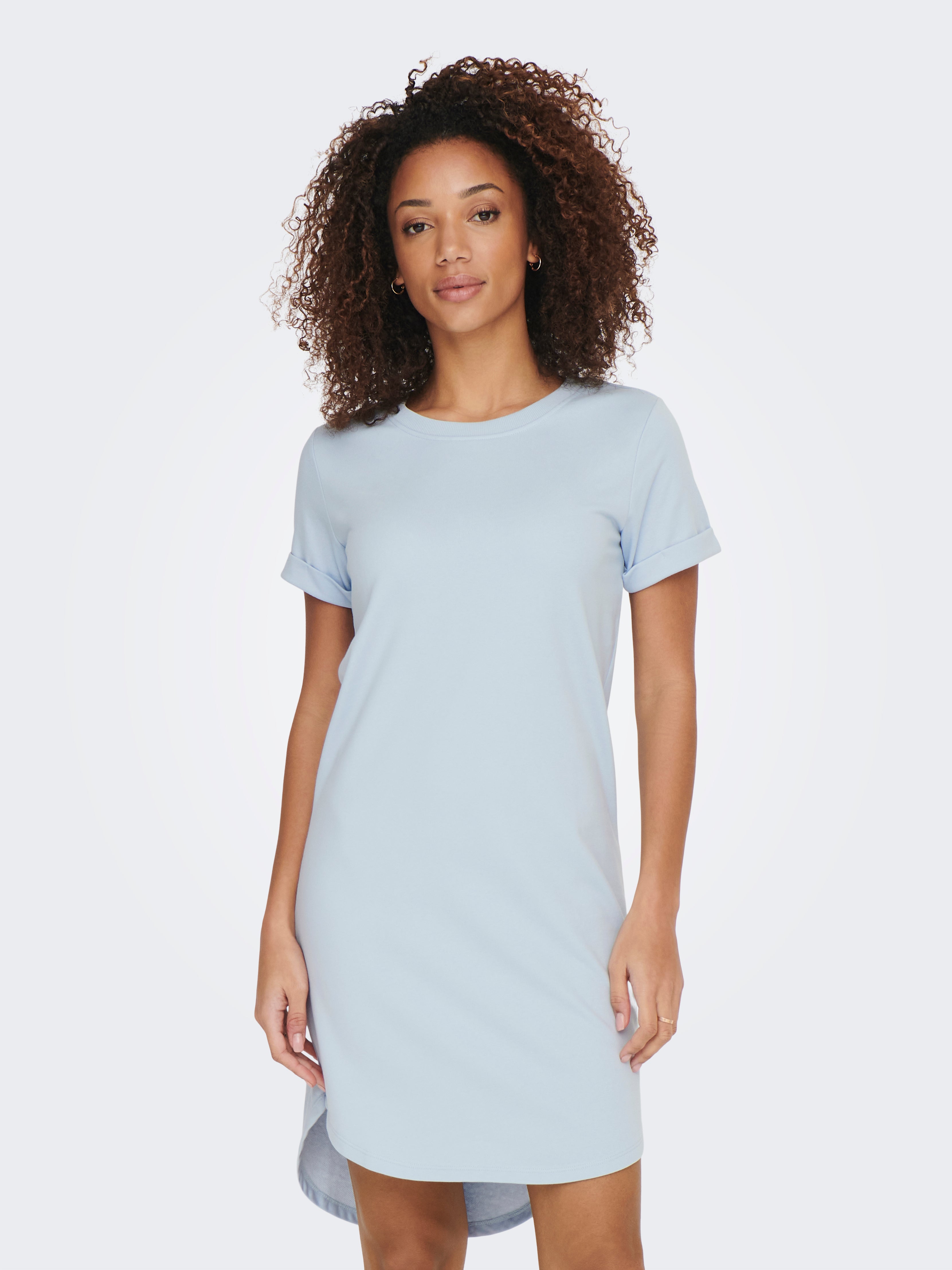 fitted light blue dress