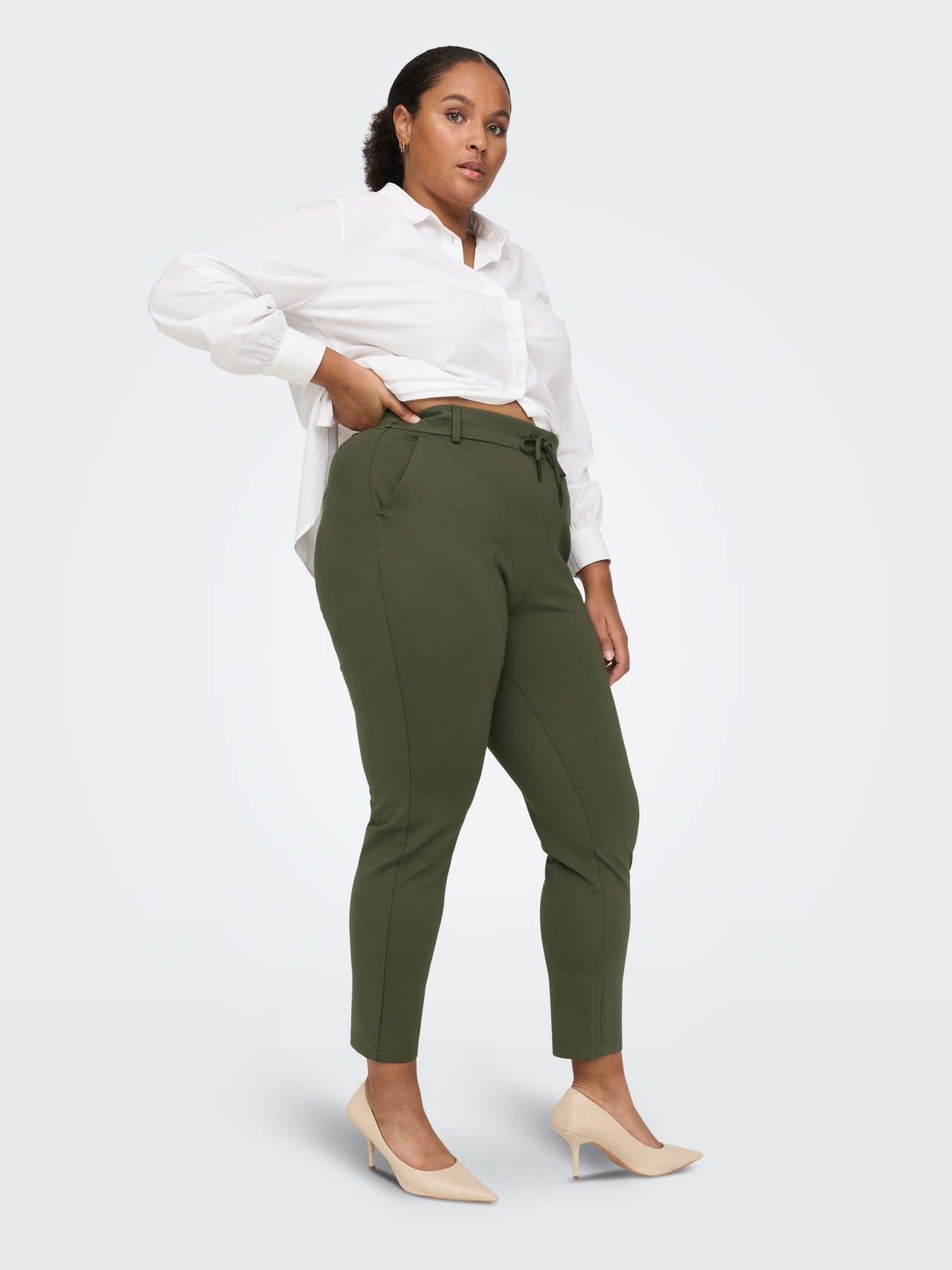 ONLY Curvy solid colored Trousers -Peat - 15174938