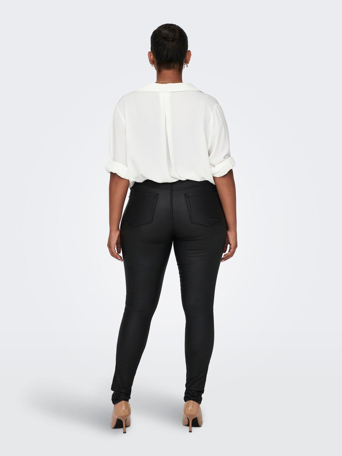 ONLY Curvy coated skinny trousers -Black - 15174940