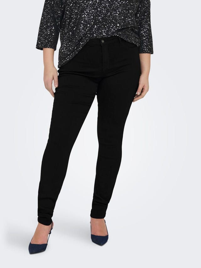 ONLY CARTHUNDER PUSH UP REGular waist SKinny BLACK Jeans - 15174943