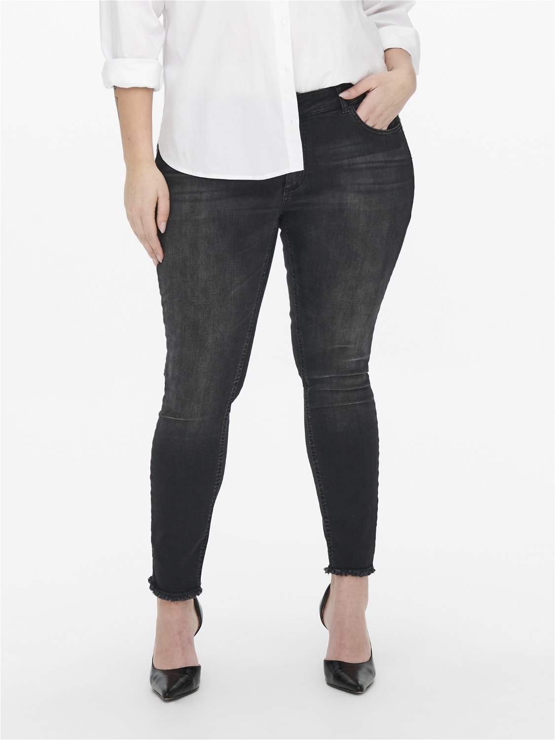ONLY Curvy CARwilly reg ankle Skinny jeans -Black - 15174949