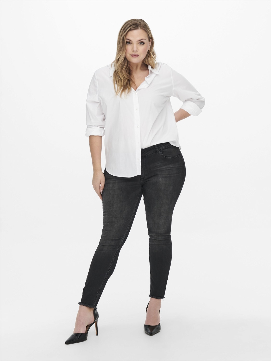 ONLY Curvy CARwilly reg ankle Skinny fit-jeans -Black - 15174949