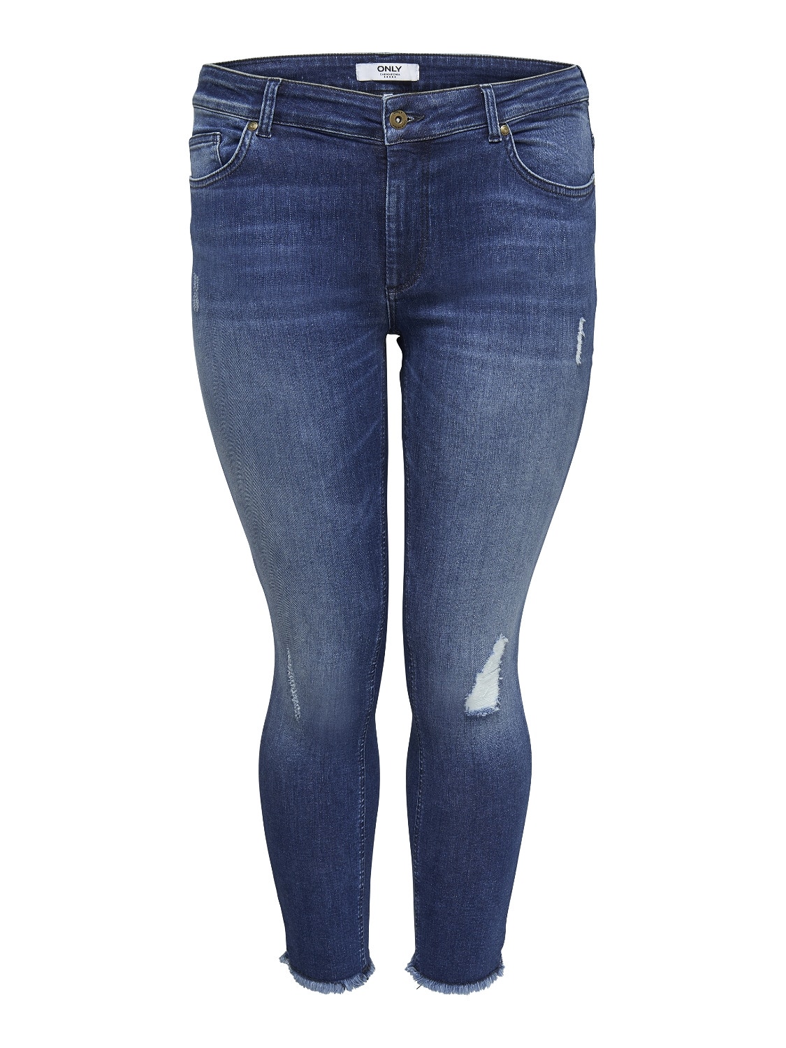 ONLY Curvy Carwilly reg ankle Skinny fit-jeans -Medium Blue Denim - 15174950
