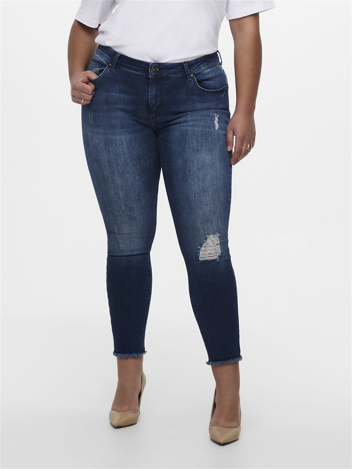 ONLY Curvy Carwilly reg ankle Jeans skinny fit -Medium Blue Denim - 15174950