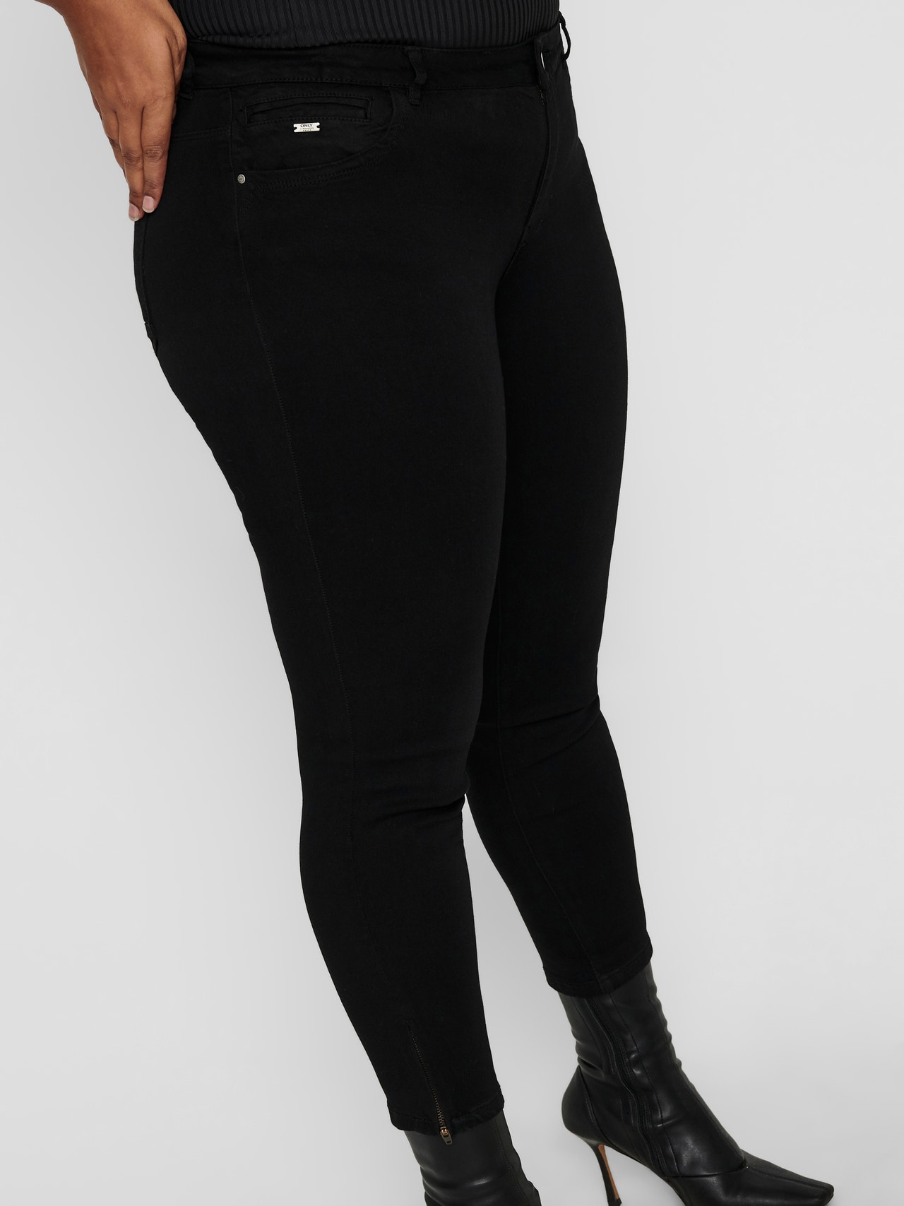 ONLY Curvy CARKarla reg ankle zip Jeans skinny fit -Black - 15174952