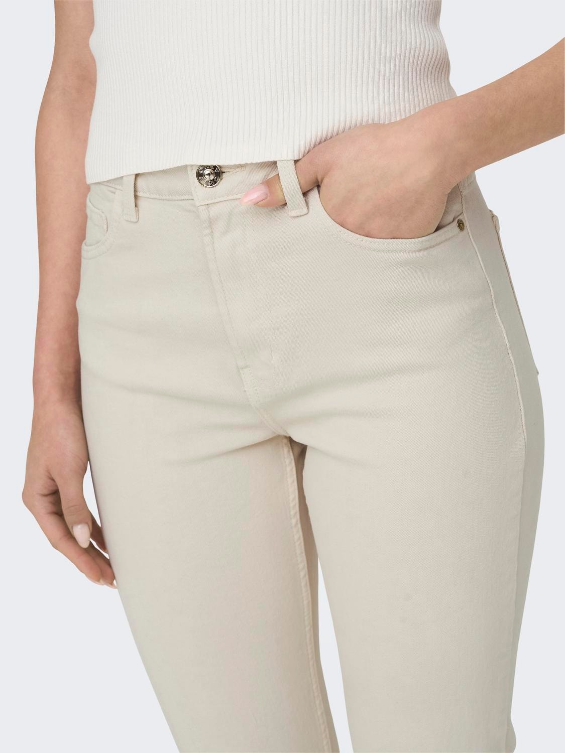 ONLY onlemily high waist straight jeans -Ecru - 15175323