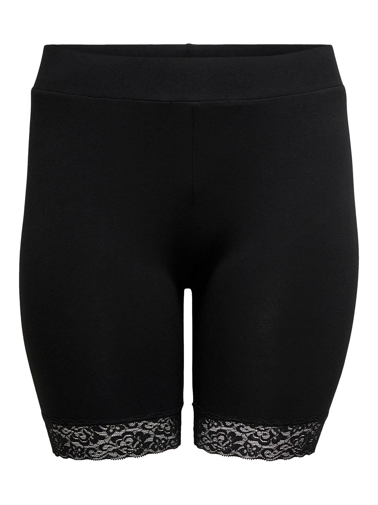 ONLY Curvy Shorts med blondekant -Black - 15176215