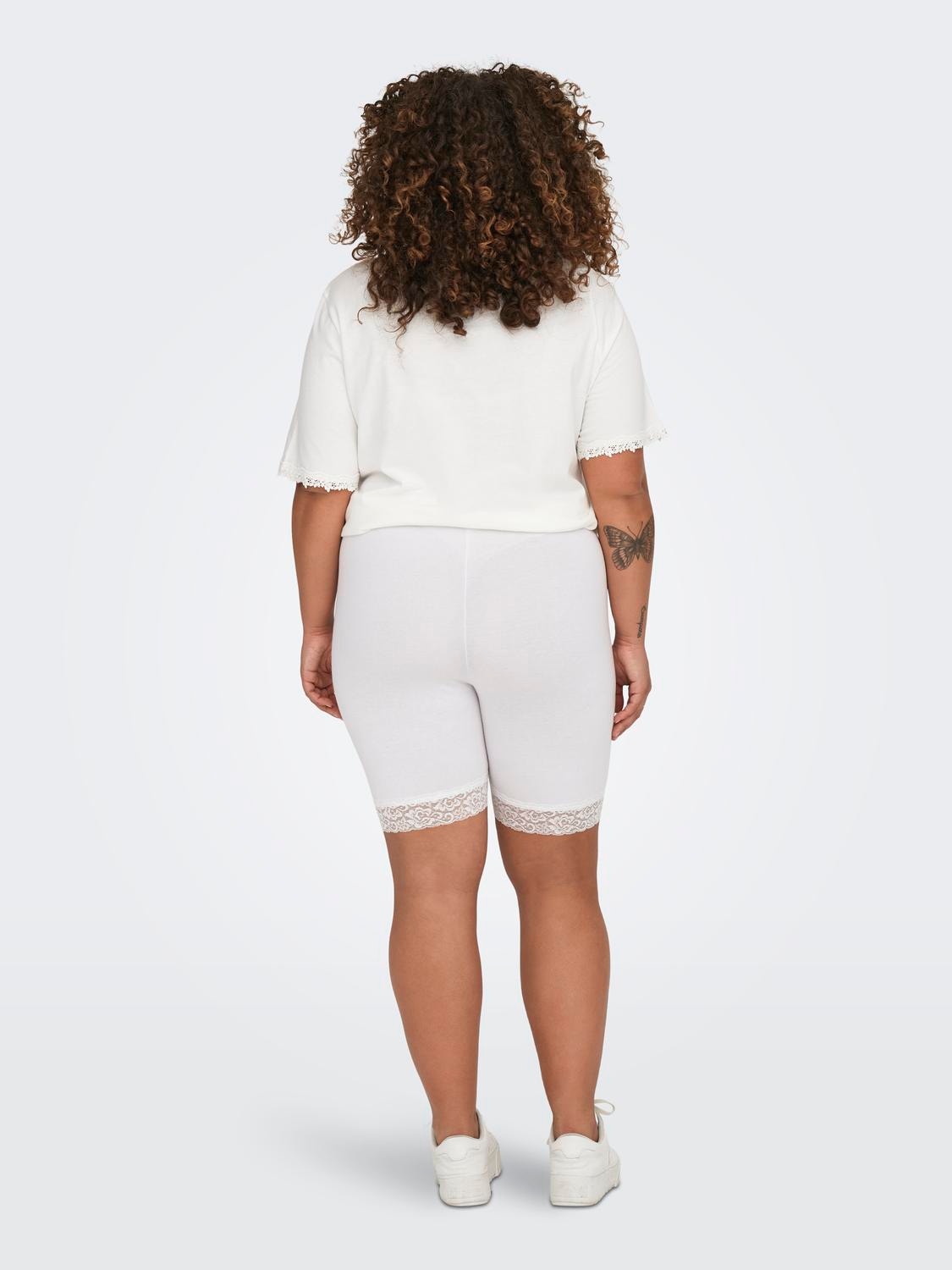 ONLY Curvy spetsprydda Shorts -White - 15176215