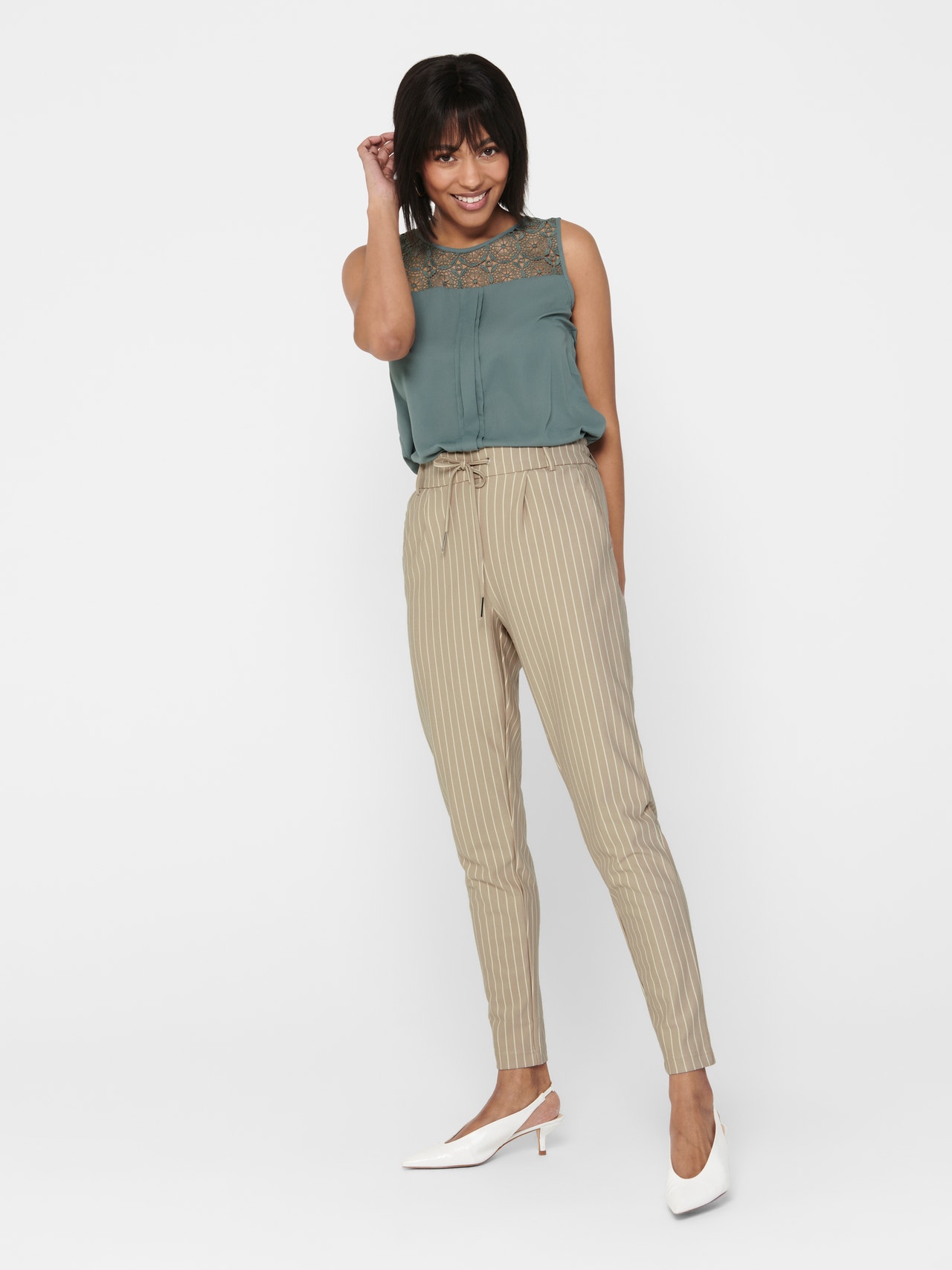 ONLY Pantalons Regular Fit Taille classique -Humus - 15176615