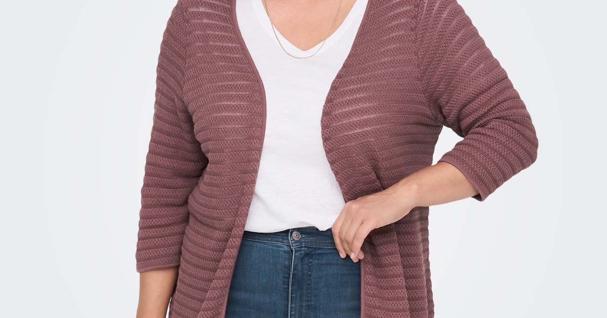 Curvy strukturerad Stickad kofta med 20% rabatt | ONLY®