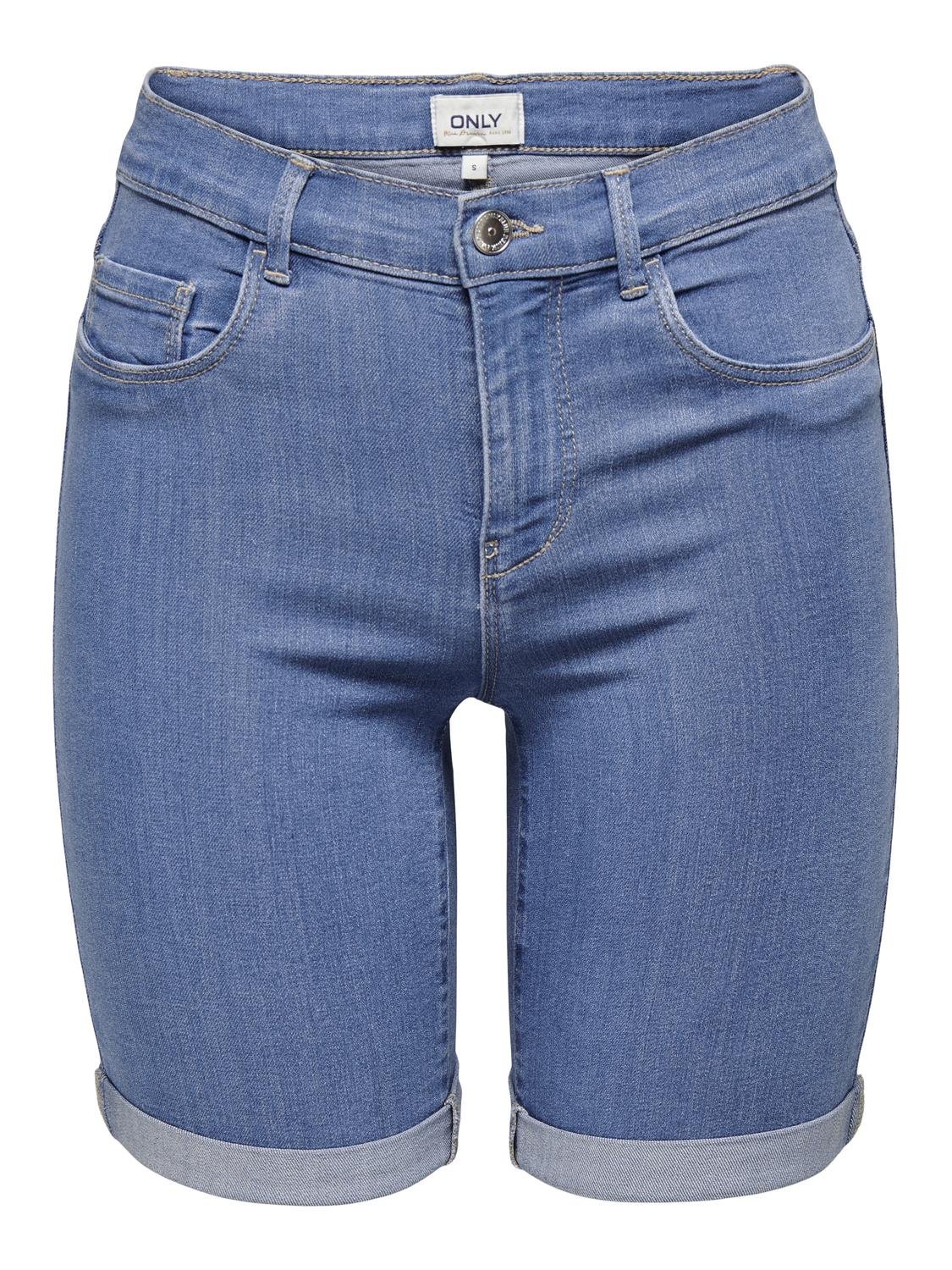 ONLY Bodycon fit Mid waist Omvouwbare zomen Shorts -Light Blue Denim - 15176847