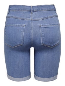 ONLY Bodycon Fit Mid waist Fold-up hems Shorts -Light Blue Denim - 15176847