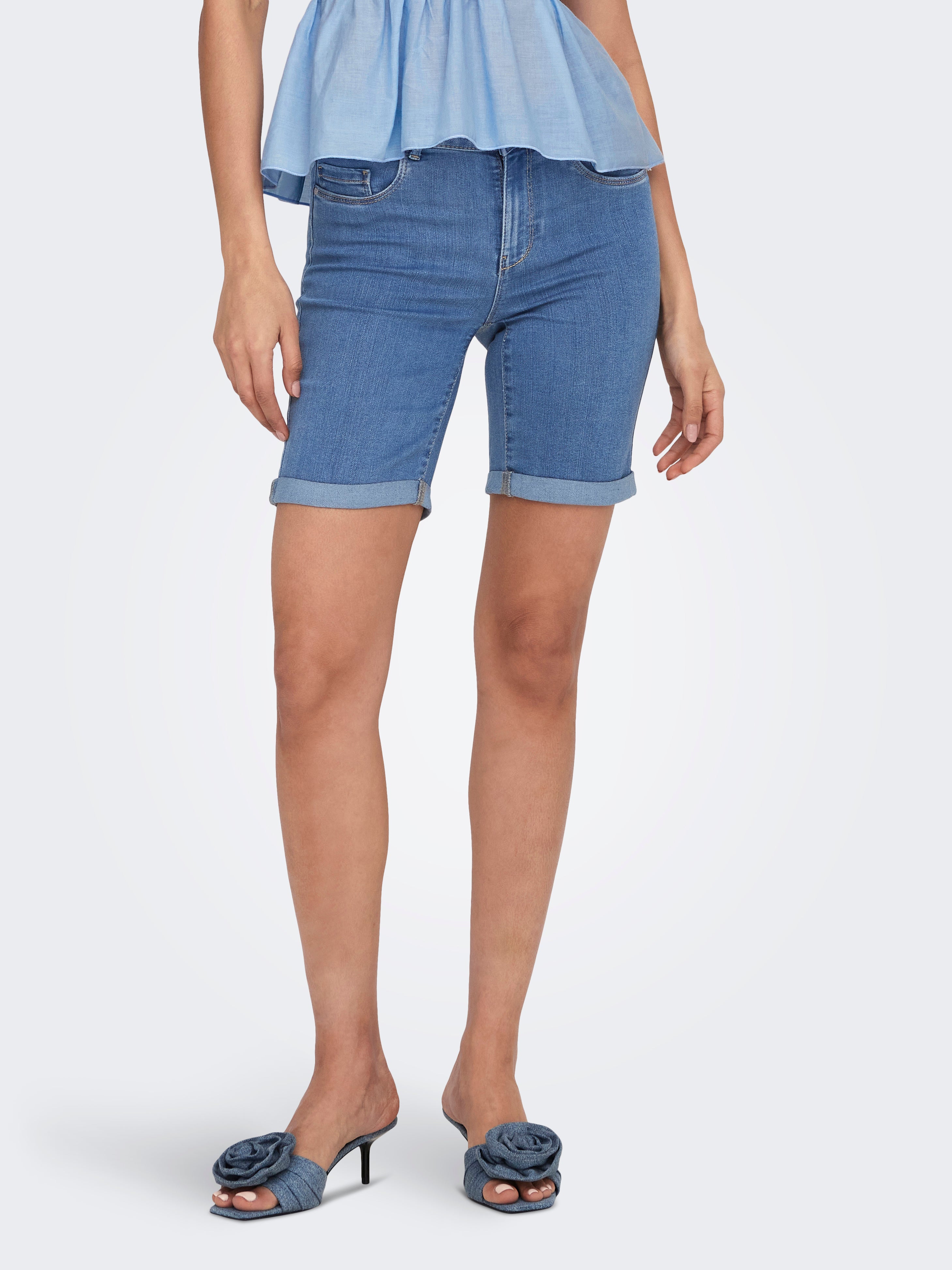 Onlrain Mittlere Taille Eng Anliegend Jeans-shorts
