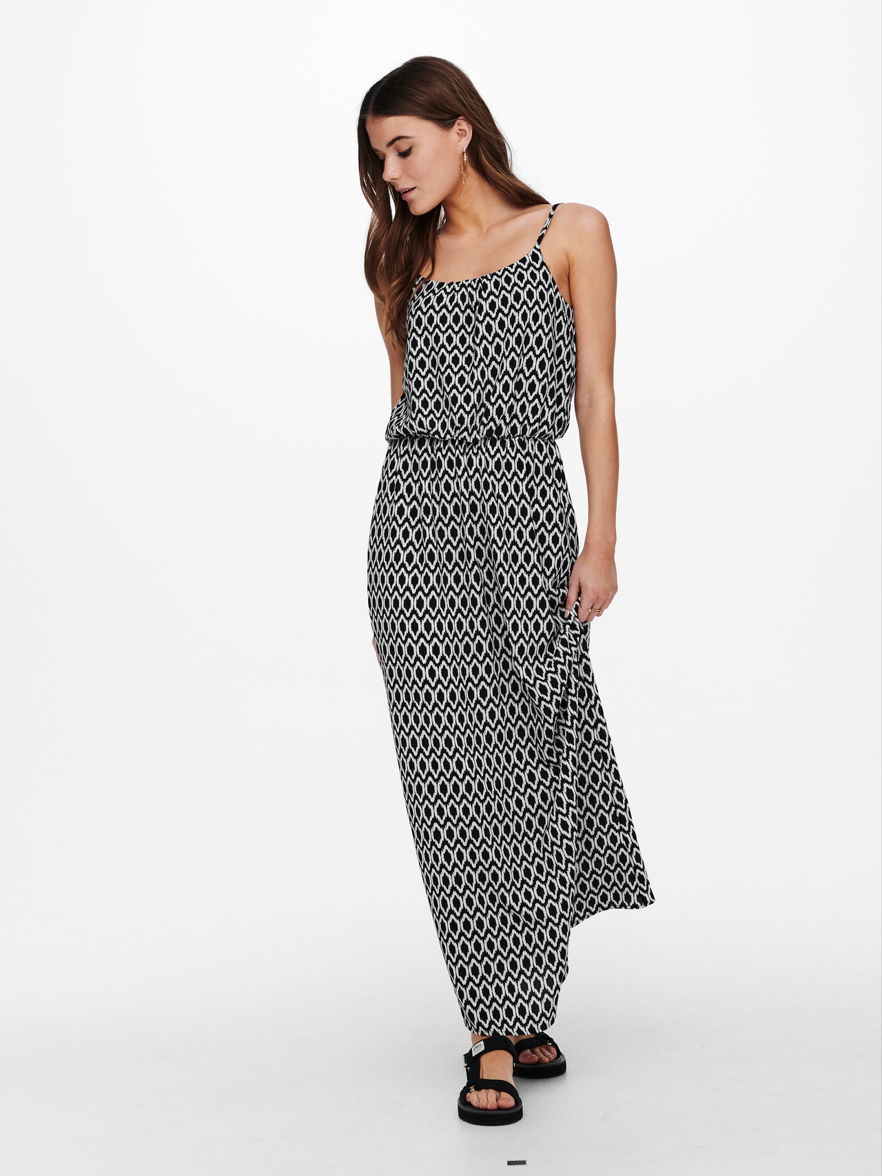 ONLY Maxi kjole med mønster -Black - 15177381