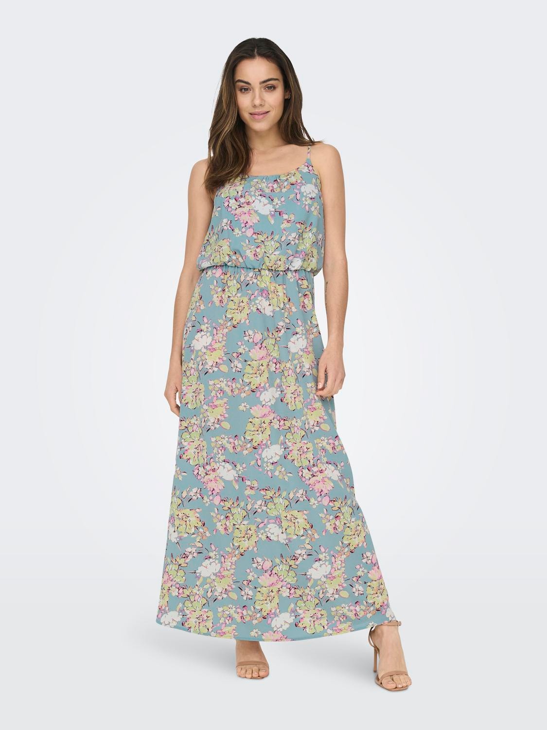 ONLY Maxi kjole med mønster -Stone Blue - 15177381
