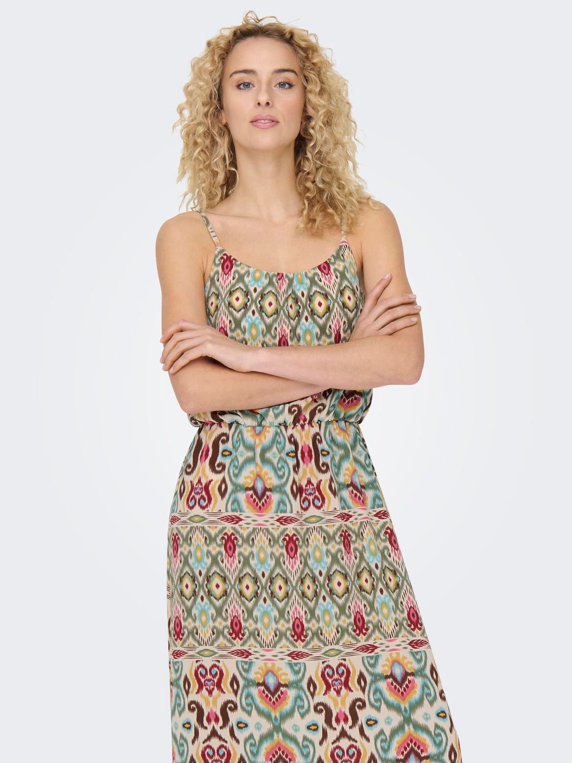 ONLY Maxi dress with pattern -Oil Green - 15177381