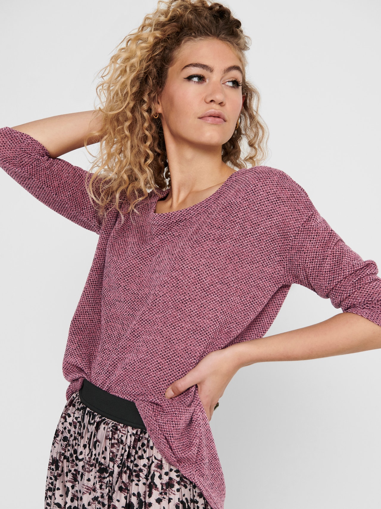 ONLY Loose fit O-hals Top -Dry Rose - 15177776