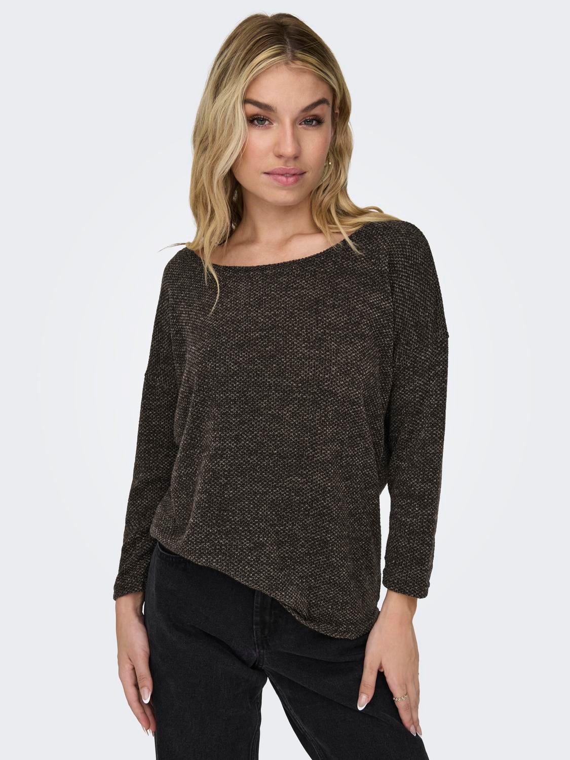 ONLY Loose Fit Round Neck Top -Demitasse - 15177776