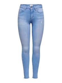 ONLY Skinny Fit Mid waist Destroyed hems Jeans -Light Blue Denim - 15178061