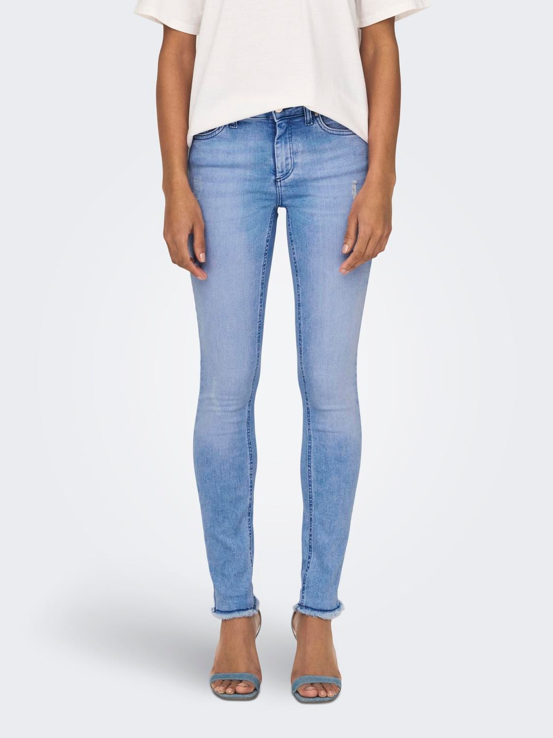ONLY ONLBLUSH MID waist SKinny AnKle Jeans -Light Blue Denim - 15178061