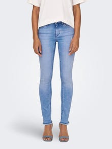 ONLY Skinny Fit Mittlere Taille Offener Saum Jeans -Light Blue Denim - 15178061