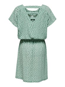 ONLY Regular Fit Round Neck Short dress -Chinois Green - 15178544