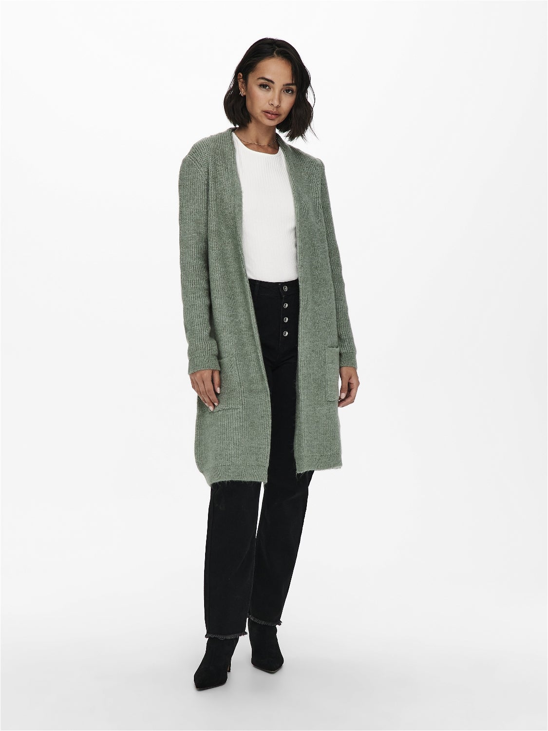 Long green clearance cardigan