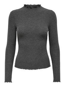 ONLY Col montant Top à manches longues -Dark Grey Melange - 15180040
