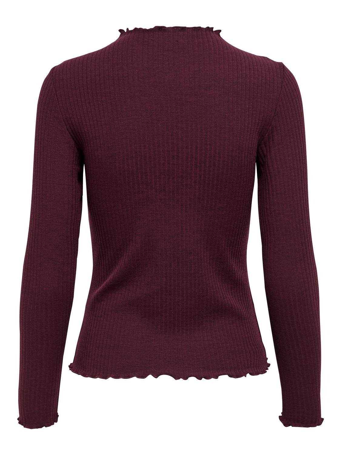 ONLY High neck Long Sleeved Top -Madder Brown - 15180040